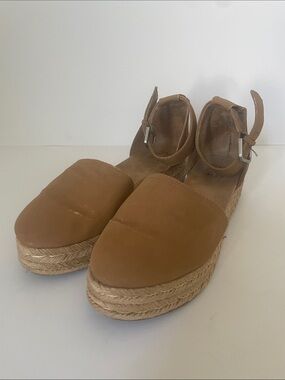 Naturalizer Waverly Tan Espadrille Platform Sandals Ankle Strap Size 8.5